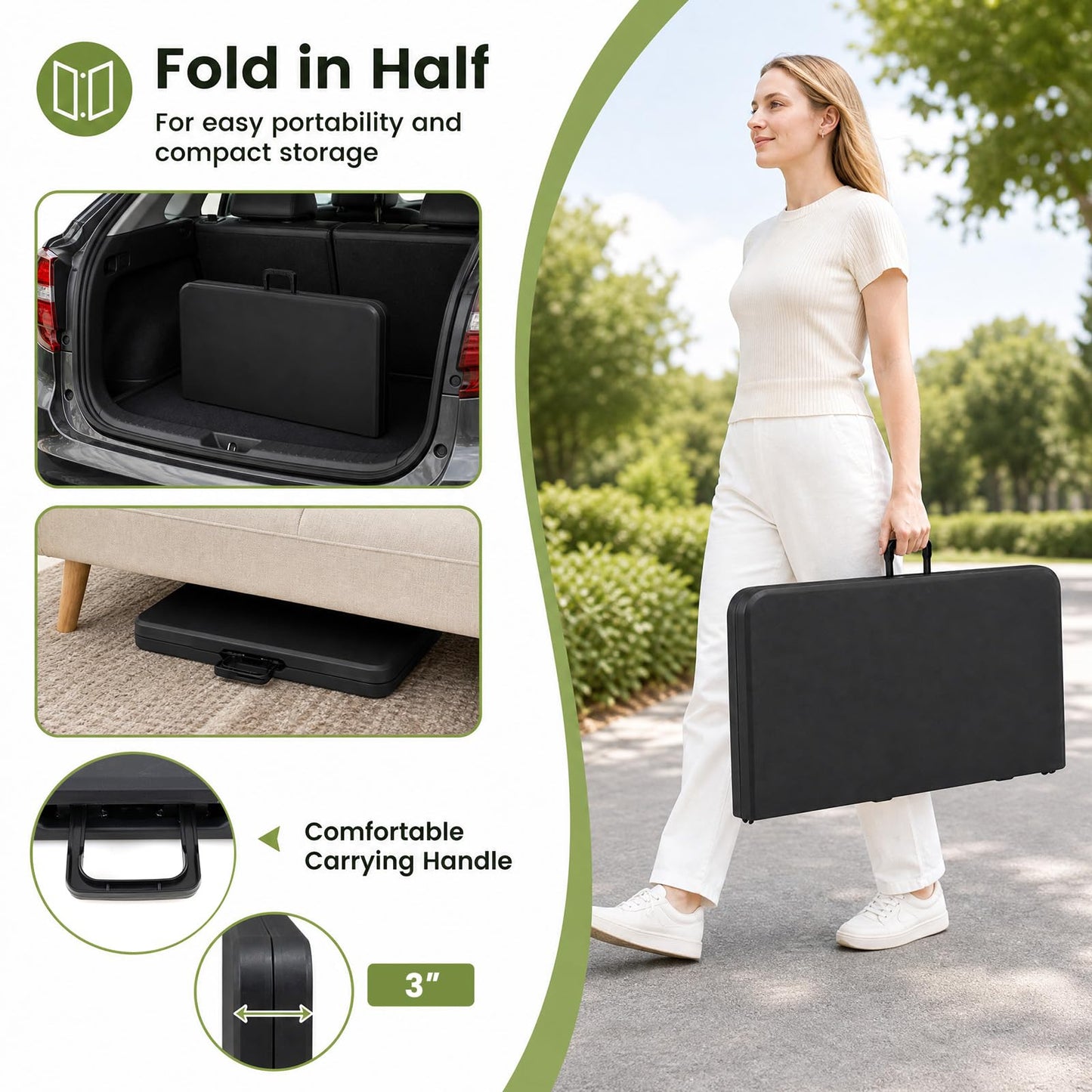 34” Folding Table, Square Foldable Card Table