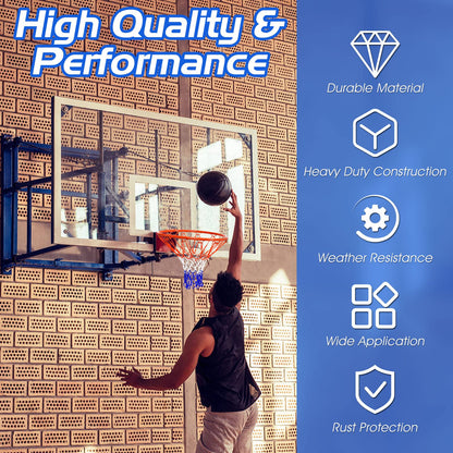 46 CM Basketball Rim Replacement Heavy-Duty Wall Mounted 18“ Basketball Hoop Net w/Standard 12 Loops