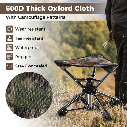 360° Swivel Hunting Chair with Anti-Sink Feet & Lightweight Carry Bag