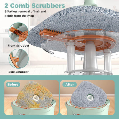 Spin Mop and Bucket Set with Replaceable Mop Pads