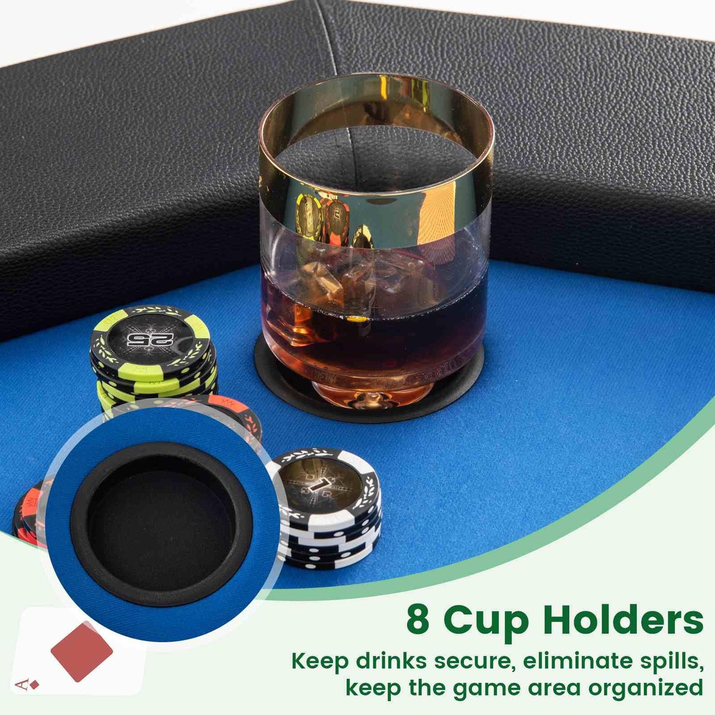 122cm Foldable Poker Table for 8 Players Octagon Poker Card Board Game Leisure Table