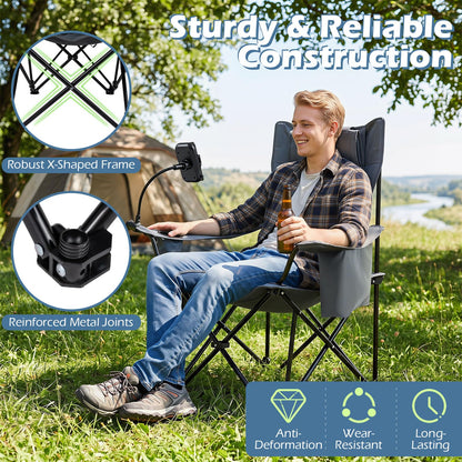 2-in-1 Camping Chair with Detachable Footrest and 3-Level Backrest