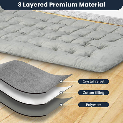 195 x 74 x 7 CM Thickened Recliner Cushion with 4 Fixing Straps, Bed Fixing Pocke