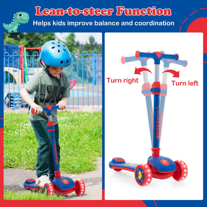 3-Wheel Toddler Kick Scooter with Light-up LED Wheel & Stepless Adjustable Handlebar
