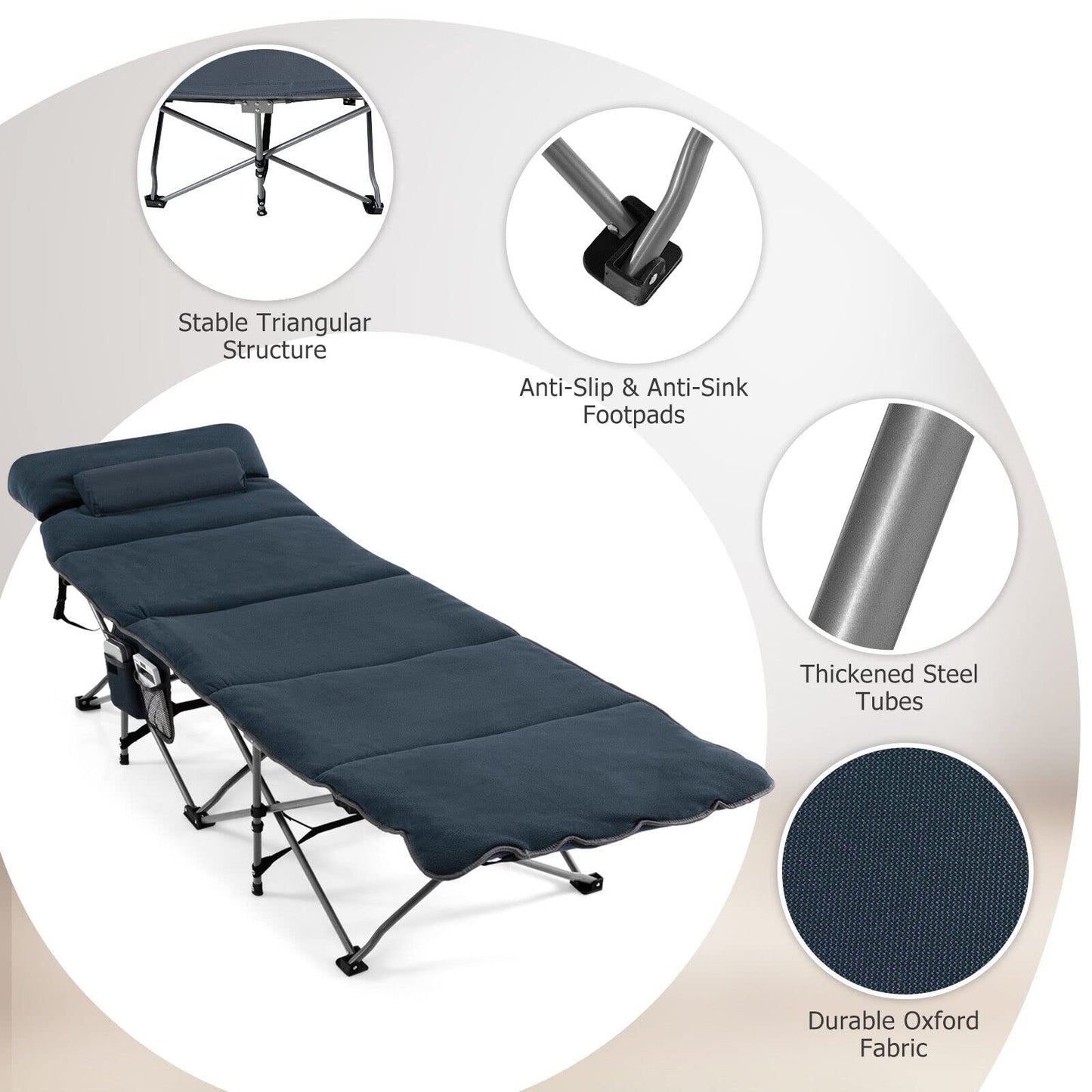 Folding Travel Camping Cot Retractable Military Sleeping Cot