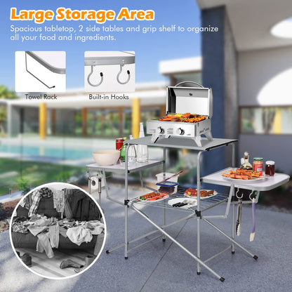 Folding Camping Table with Carry Bag Folding BBQ Table Grilling Stand