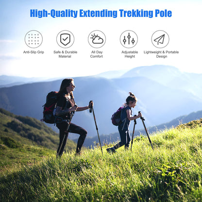 2 Pack Extending Trekking Poles Anti-Shock Length Adjustable Walking Hiking Climbing Sticks