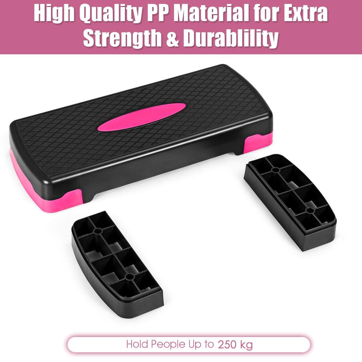Adjustable Workout Aerobic Stepper Aerobic Exercise Step Platform with 4 Risers