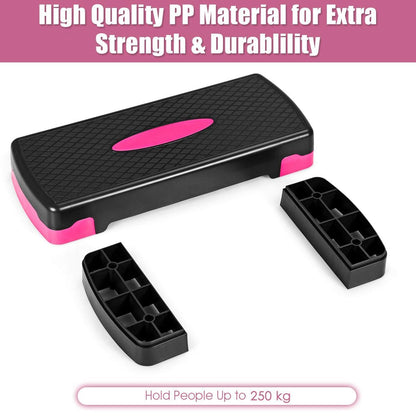 Adjustable Workout Aerobic Stepper Aerobic Exercise Step Platform with 4 Risers