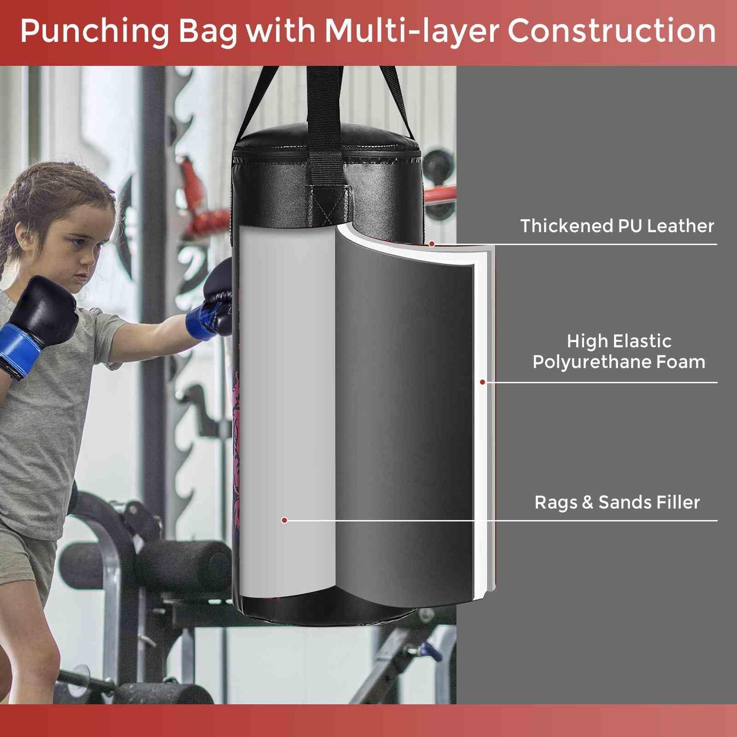 5 Pieces Kids Punching Bag Set Hanging Punching Set with Boxing Gloves