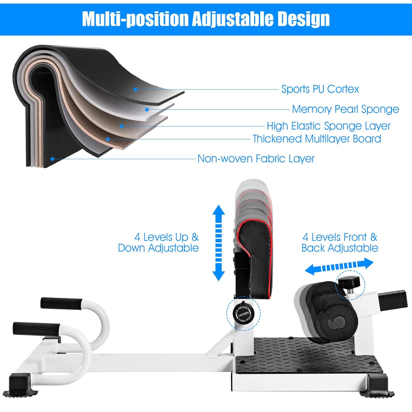 Multifunction Sissy Squat Machine Hip Thrust Machine Sit up Exercise Set