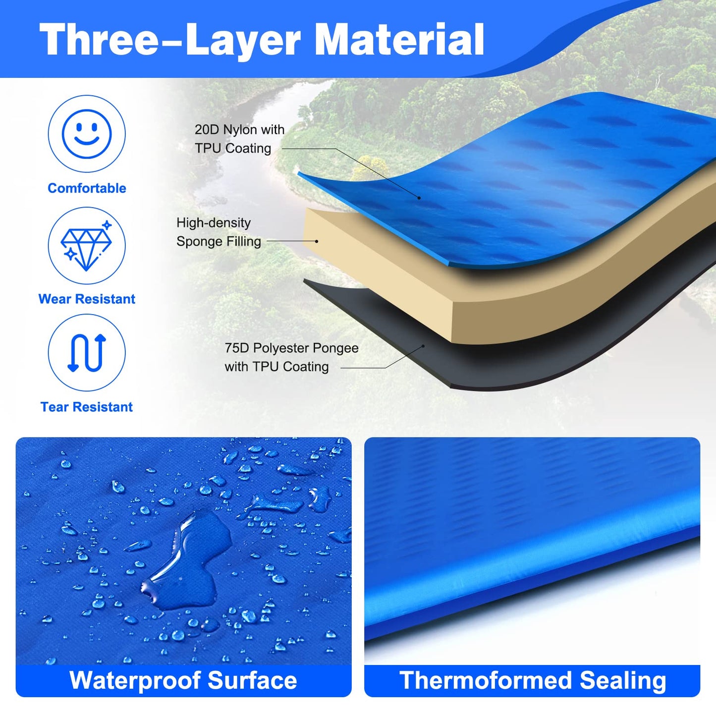 Self Inflating Camping Air Mattress Inflatable Sleeping Pad