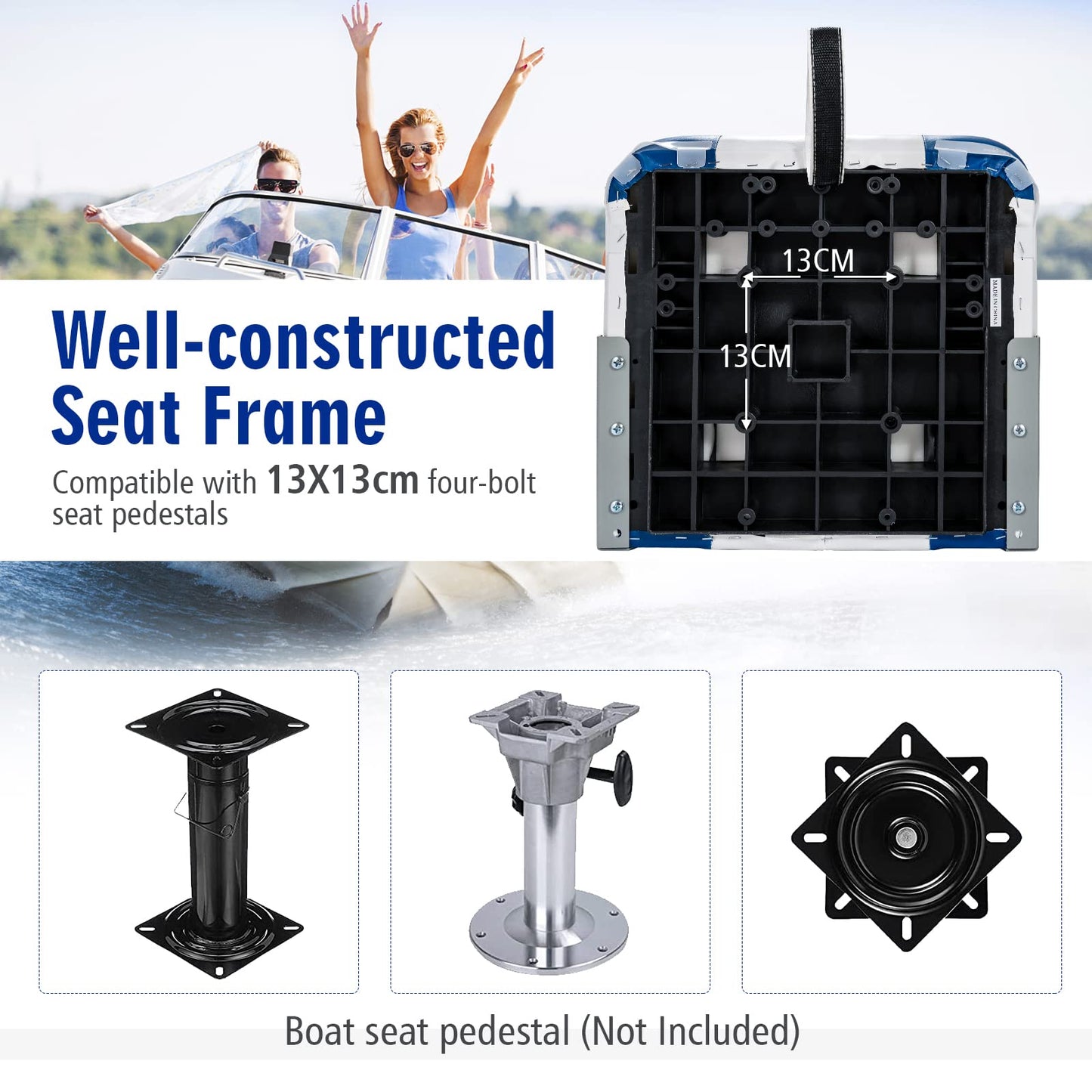 Set of 2 Deluxe Folding Boat Seats Stainless Steel Screws Included