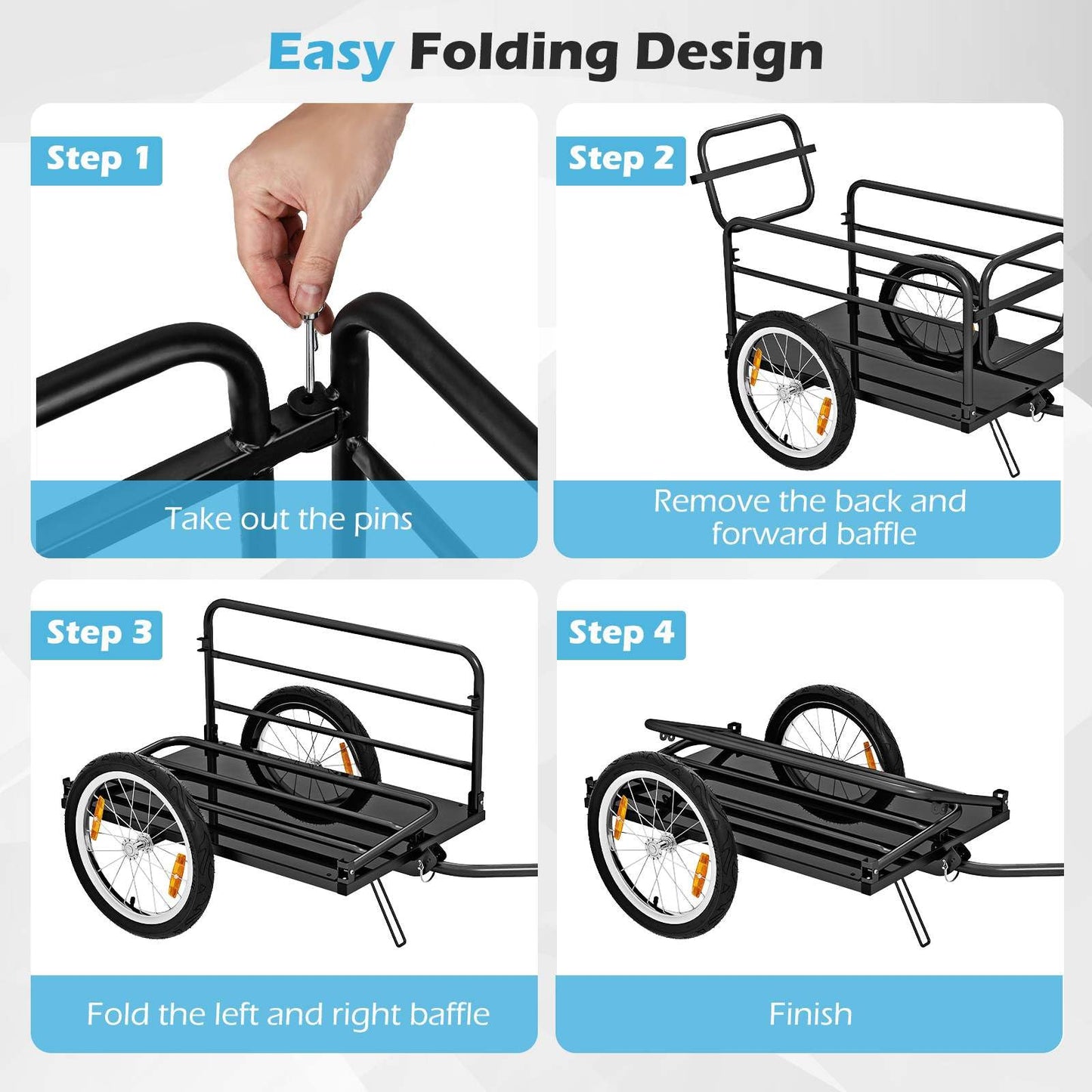 Bike Cargo Trailer with Foldable Frame & Oxford Cloth Cover
