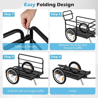 Bike Cargo Trailer with Foldable Frame & Oxford Cloth Cover