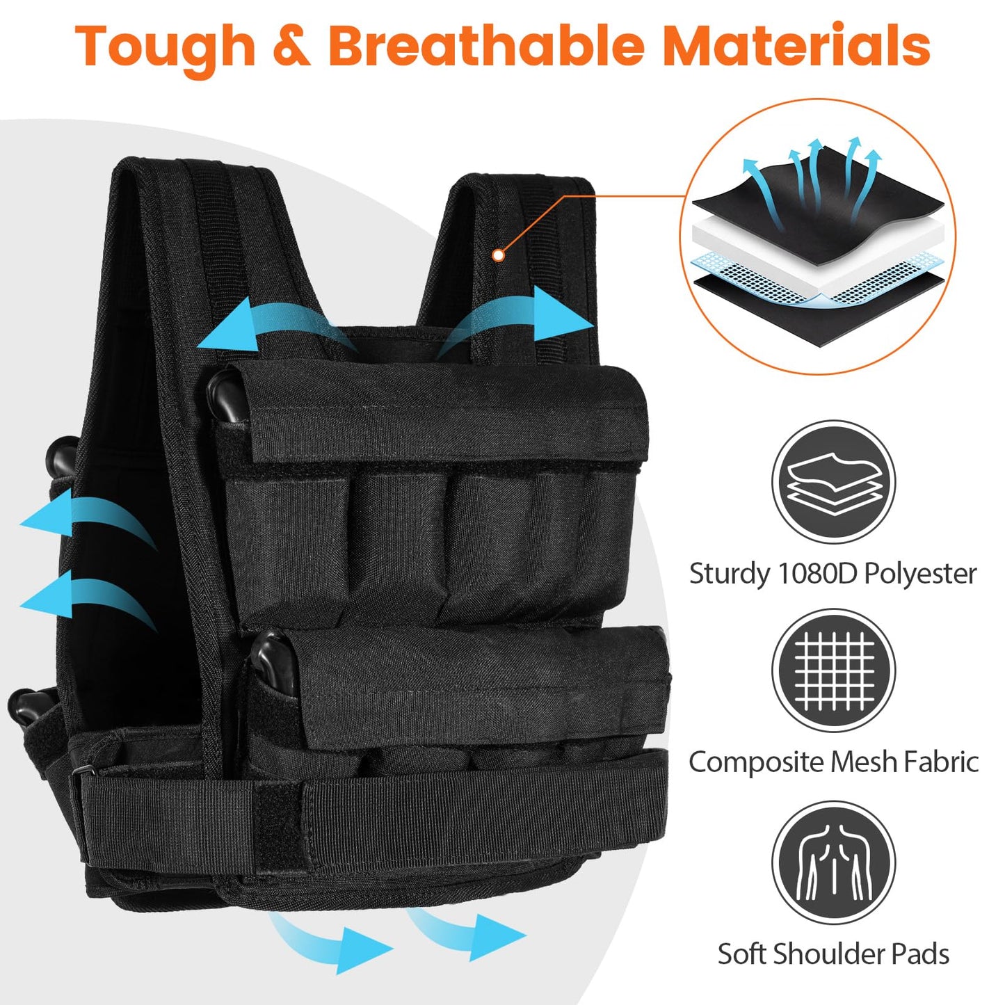 Heavy-Duty Weighted Workout Vest for Strength Training and Running