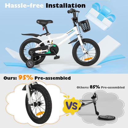14 16 18 Inch Kids Bike with Training Wheels for Girls Boys