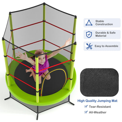 5.3FT Mini Kids Trampoline with 135kg Load Capacity & Enclosure Net