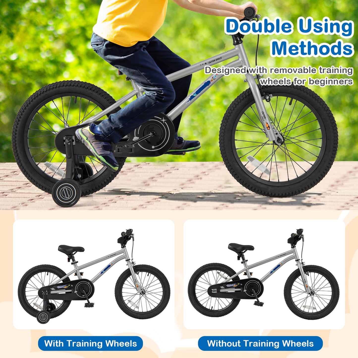 Kids Bike for 4-7 Years Old Sport Bicycle Adjustable with Training Wheels