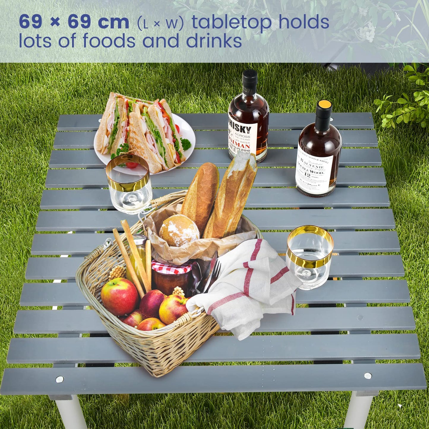 Solid Fir Wood Portable Roll up Table with Carry Bag for Camping