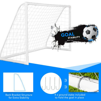 All-Weather Soccer Goal with Strong PVC Frame & High-Strength Netting (1.8M x 1.2M(L x W))