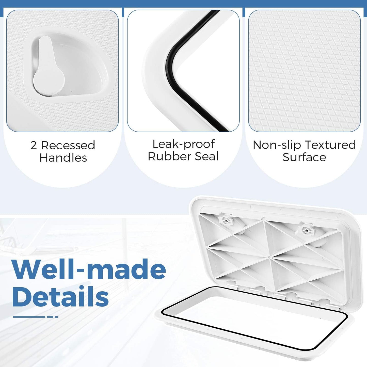 60.5 x 35.5 cm (L x W) Boat Hatch w/ 180°Lid Hinge & Non-Slip Surface