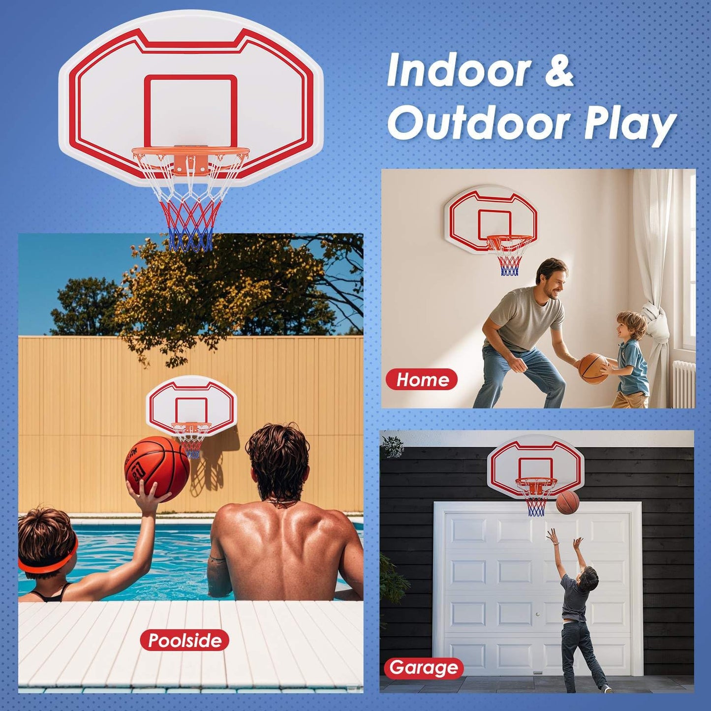 Large Wall Mounted Basketball Hoop for Kids Teens Adults