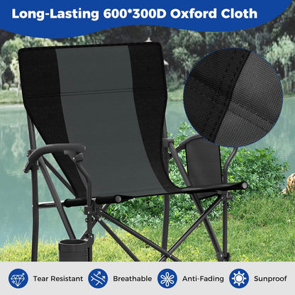 Outdoor Folding Oxford Cloth Chair with Cup Holder 160 kg Max Load