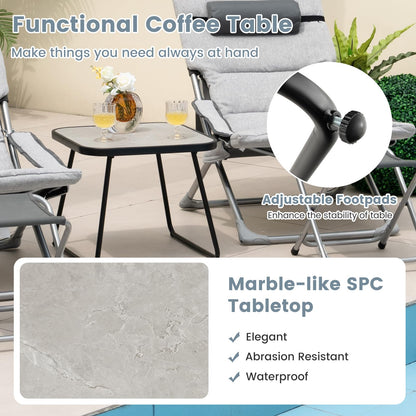 5 Piece Patio Sling Chair Set with Ottoman & Coffee Table