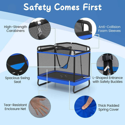6 FT Kids Trampoline with Swing and Horizontal Bar