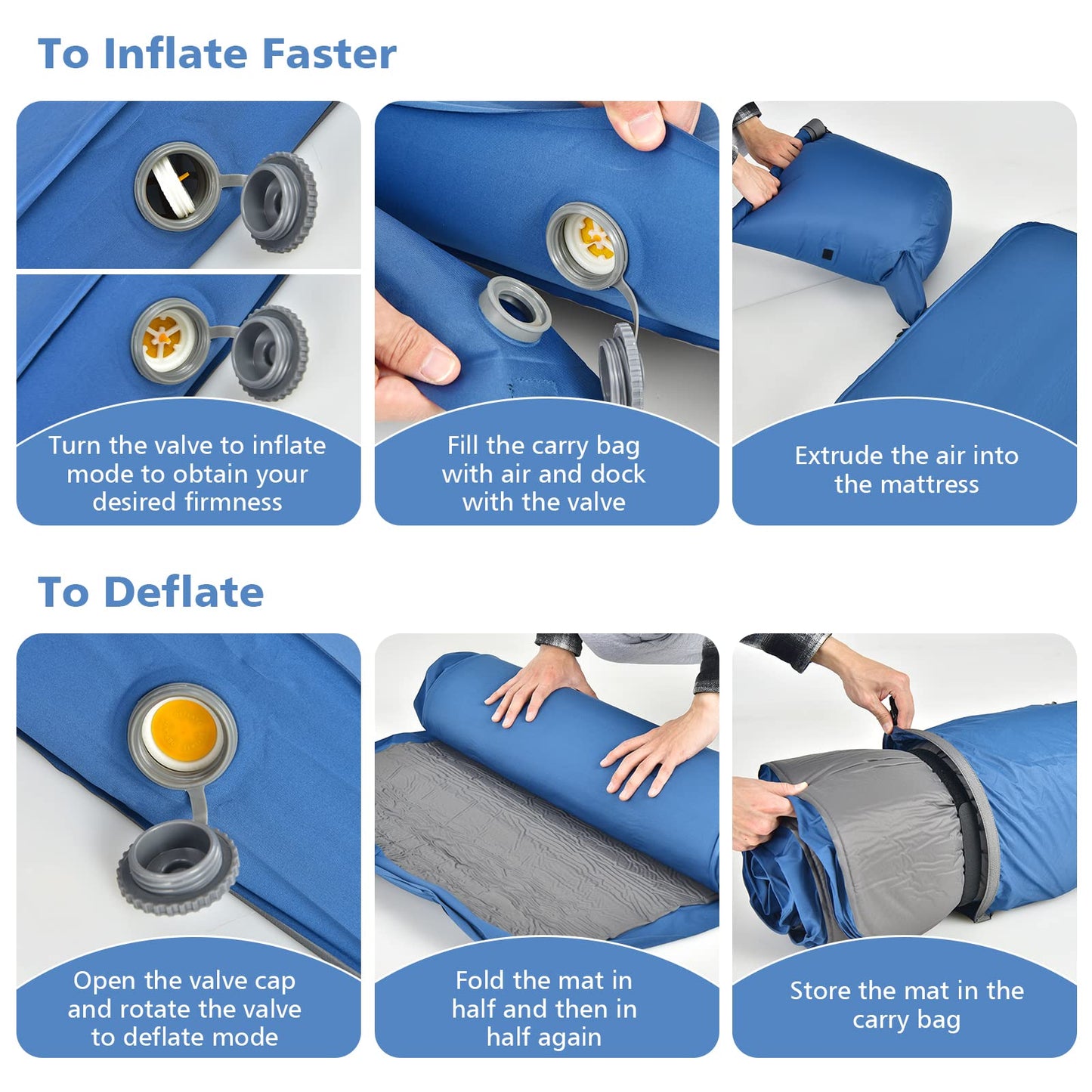 Self Inflating Camping Sleeping Mat with 2-in-1 Pump Sack