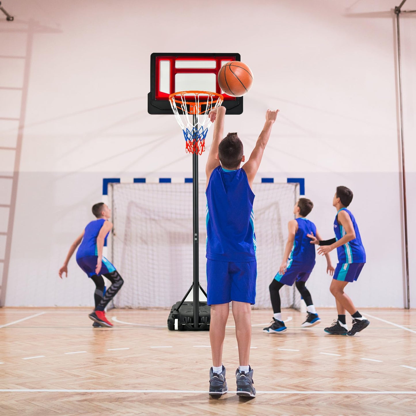 Weather-Resistance Basketball Goal Toy with Adjustable Height 132-251cm