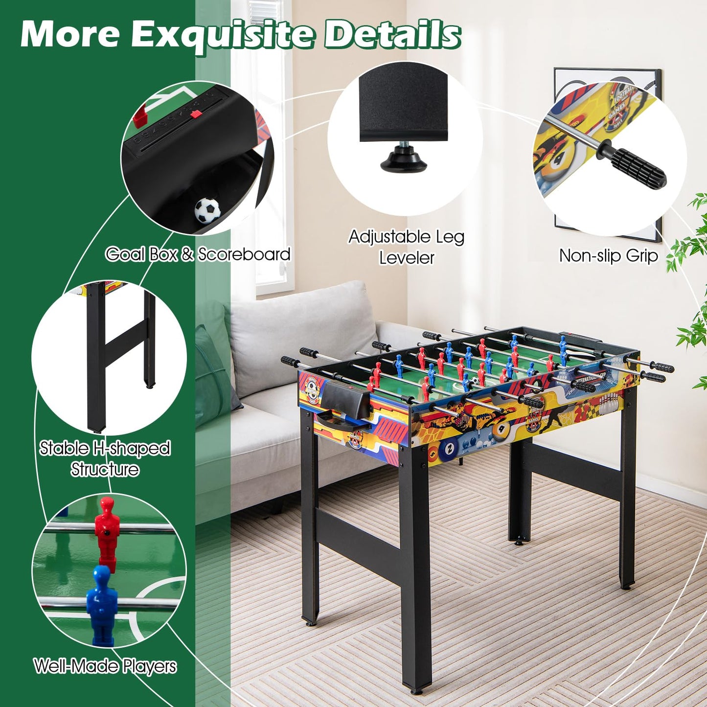 12-in-1 Combo Game Table Set w/Foosball