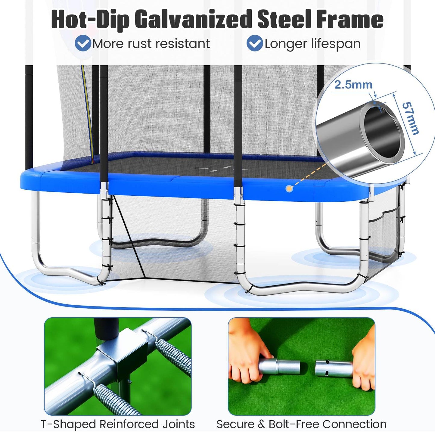 10 x 8 FT Heavy Duty Trampoline with Basketball Hoop