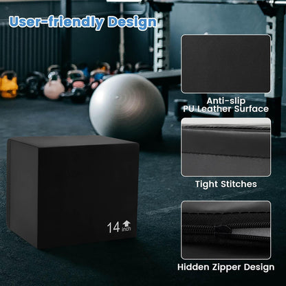 16 Inch Foam Jumping Box with 3 Heights & Easy-to-Clean PU Cover