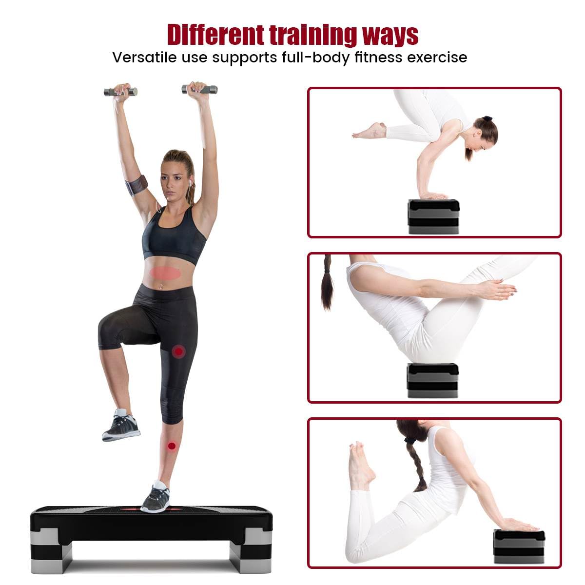 Fitness Aerobic Stepper with 10-15-20 CM Adjustable Risers