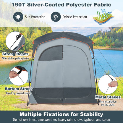 2 Rooms Shower Tent Oversize Privacy Shelter Tent with Removable Rain Fly