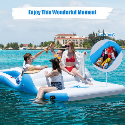 Inflatable Floating Island Lounge & Wading Combo Giant Pool Raft