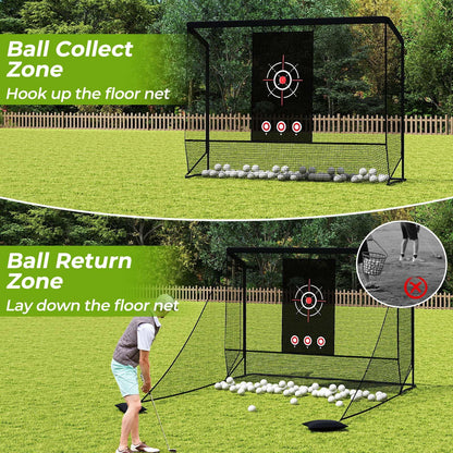 Golf Practice Hitting Net with Dual Side Barriers and Target Cloth
