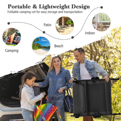 Folding Camping Cot With Detachable Mattress 360° Swivel Foot Cover