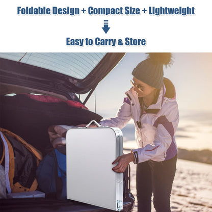 Folding Camping Table with Storage Portable Outdoor Aluminum Picnic Table w/Zippered Storage Organizer