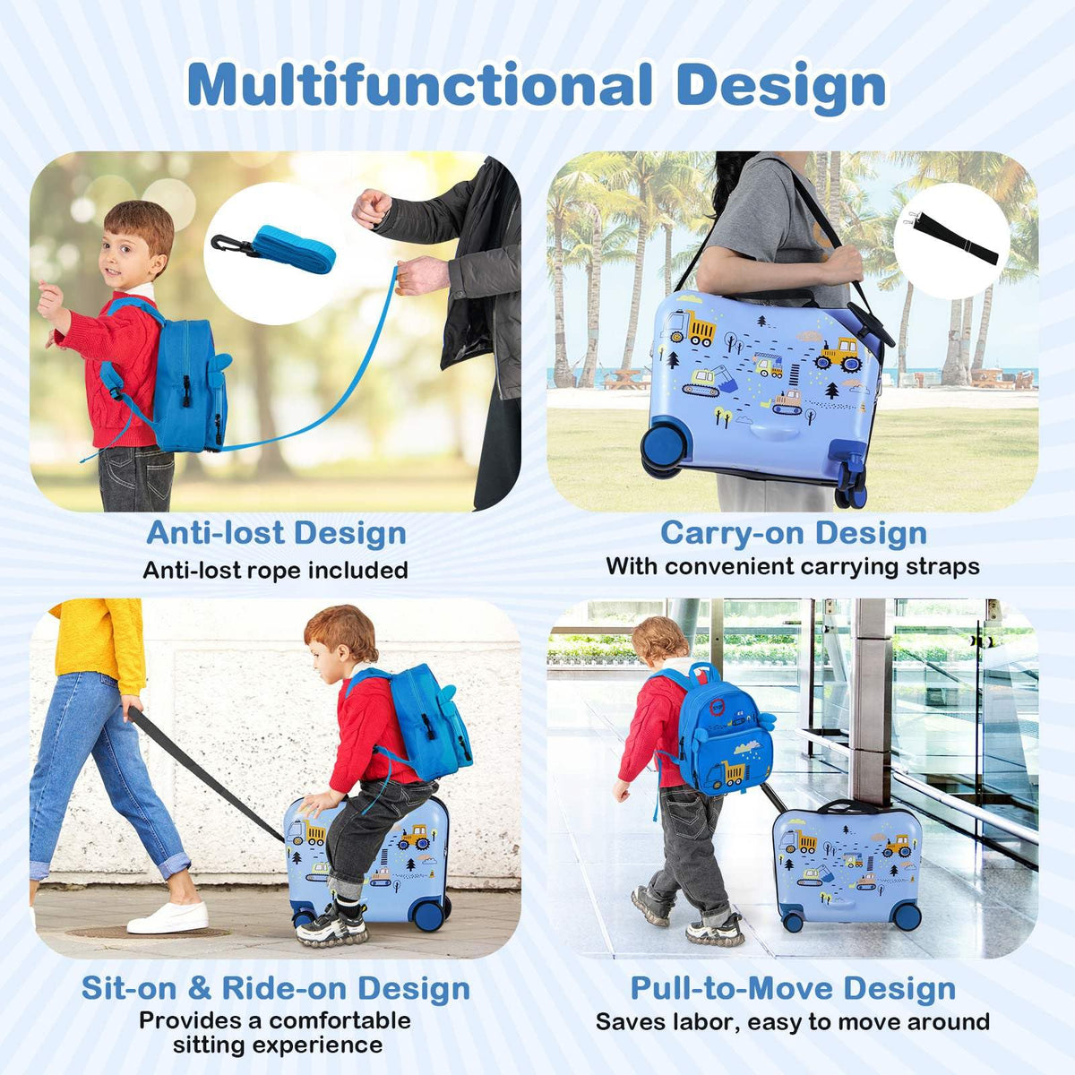 2 PC Kids Luggage Set with Spinner Wheels