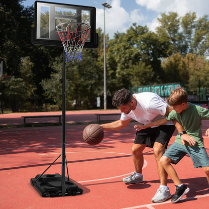Portable Basketball Hoop System 180-305cm Adjustable Basketball Goal System w/ 2 Wheels