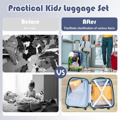 2 Pieces Kids Carry On Luggage Set with Spinner Wheels