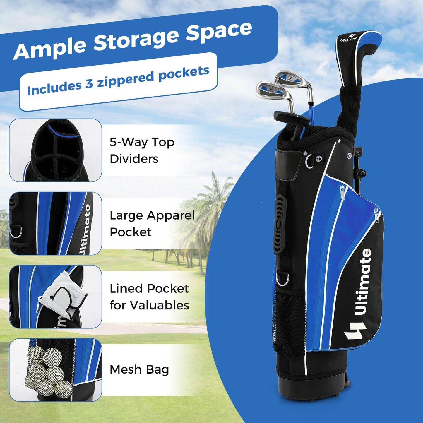 Junior Complete Golf Club Set with Lightweight Design for Kids