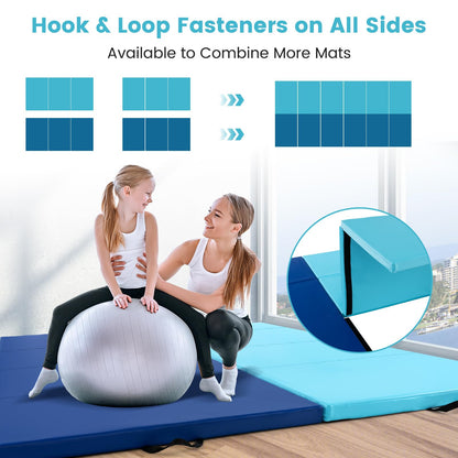 300 cm x 117 cm x 5 cm PU Leather Gym Mat with Hook & Loop Fasteners for Gymnastics