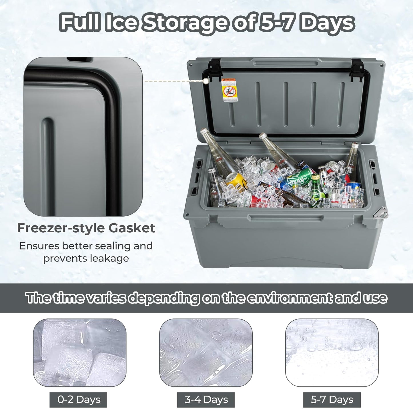 47L Insulated Portable Ice Chest with Integrated Cup Holders