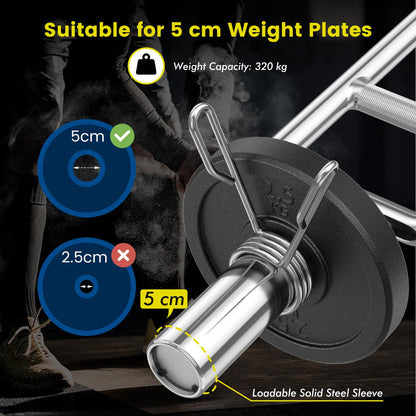 84.5 cm Inch Olympic Triceps Bar, 320 kg Solid Steel Weight Bar