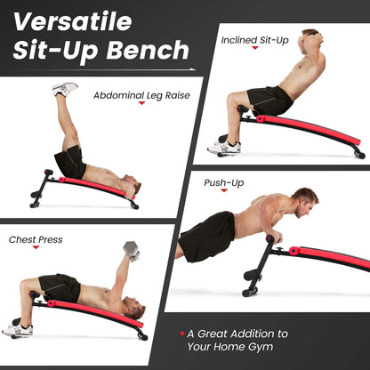 Foldable Adjustable Sit-Up Bench with Crunch Handles