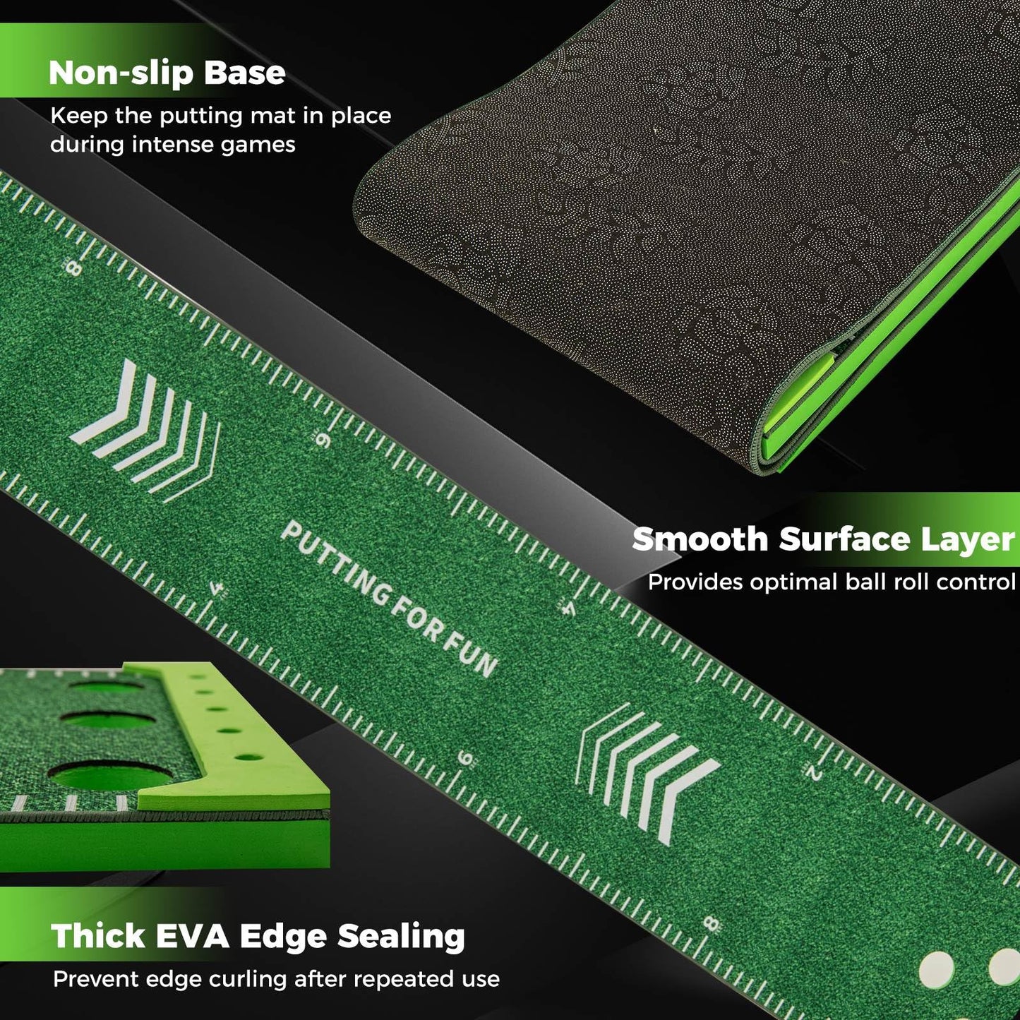Portable Putting Green Mat with 2 Adjustable Putters